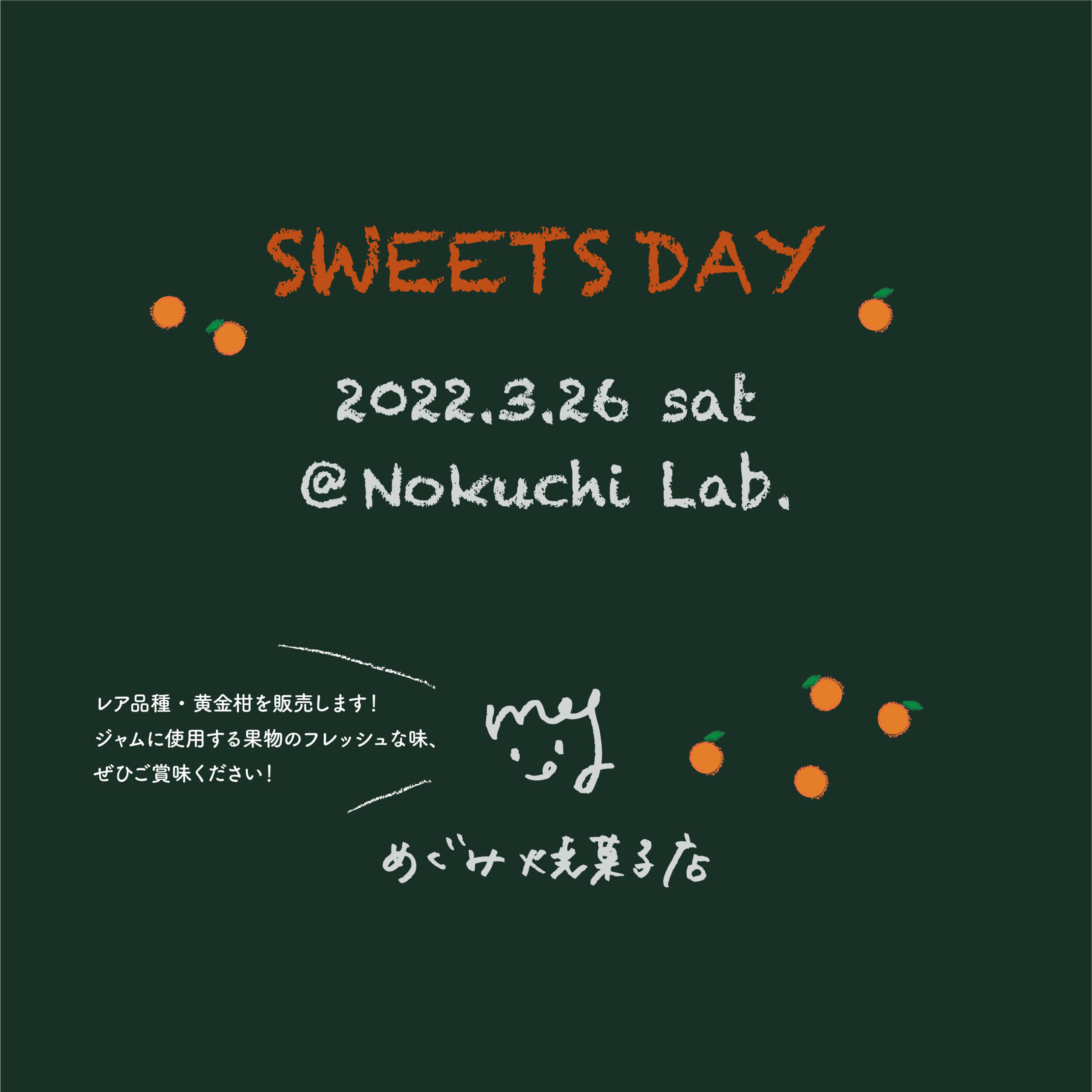 3/26開催 SWEETS DAY@Nokuchi-Lab のご案内 | めぐみ焼菓子店